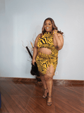 Yellow and Black Zebra Print Dress