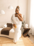 White One Shoulder Velvet Jumpsuit
