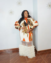 Plus size abstract print maxi dress