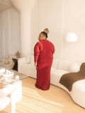 Long Sleeve Maroon Layered Dress