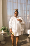 Long Sleeve White Flair Dress