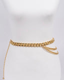 Plus size layered chain belt in gold