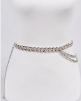 Plus size layered chain belt in silver