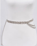 Plus size layered chain belt in silver
