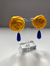 Two Tone Rose Drop Earrings