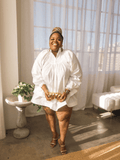 Long Sleeve White Flair Dress