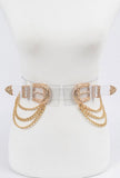 Plus size clear belt with gold chain details