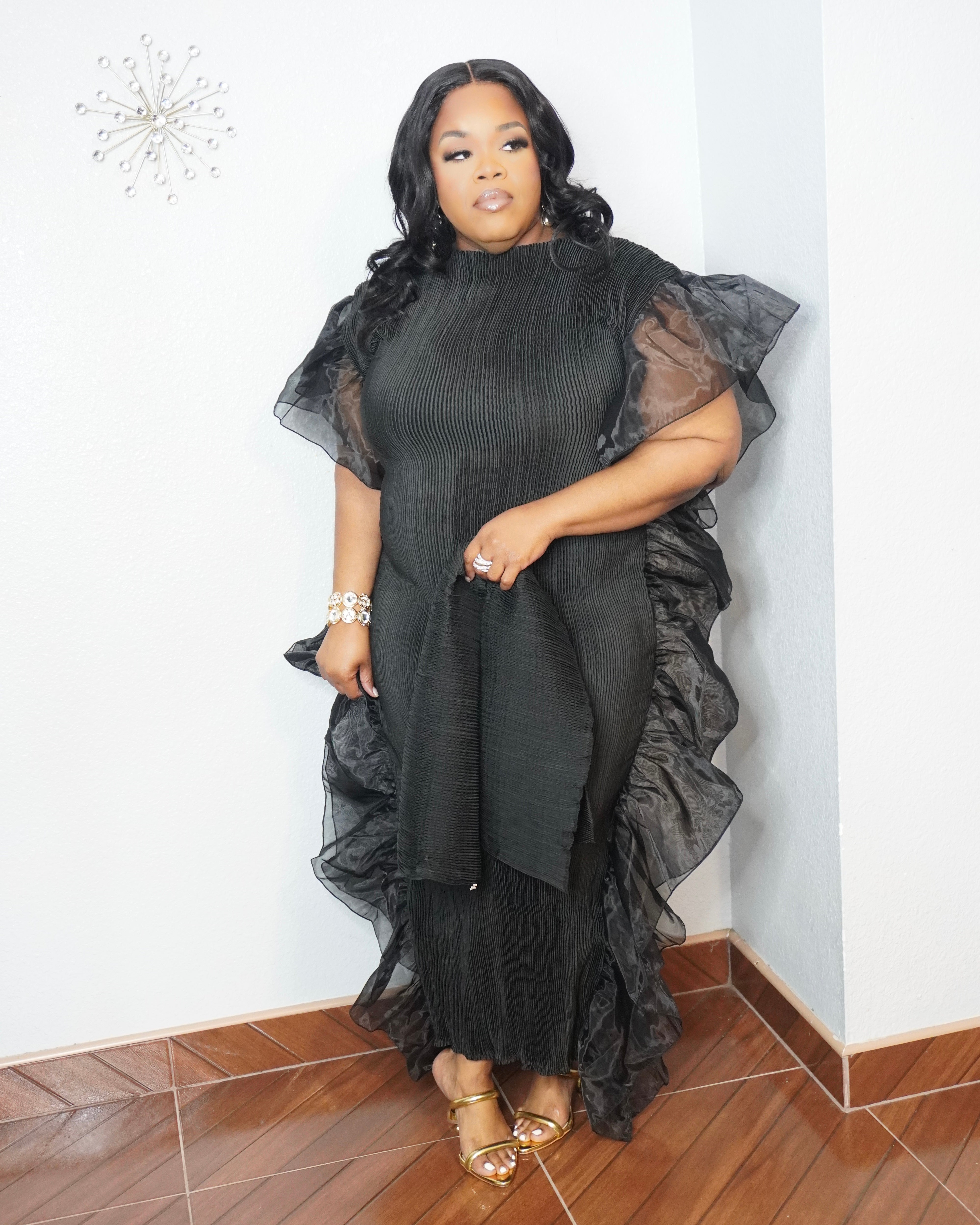 Plus size dramatic organza dress