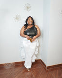 Plus size statement ruffle wide leg pants