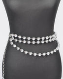 Plus size layered silver ball chain belt