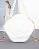 White acrylic rose pearl clutch