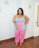 Plus size relaxed fit pant set side pose