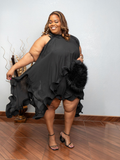 Two Piece Black Ruffle Shorts Set
