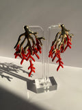 Red & Gold Layered Earrings