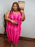 Pink Ruffle Sheer Dress