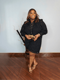 Elegant Black Lace Button Down Short Set