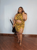 Yellow and Black Zebra Print Dress