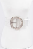 Plus size clear belt with silver statement buckle