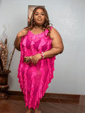 Pink Ruffle Sheer Dress
