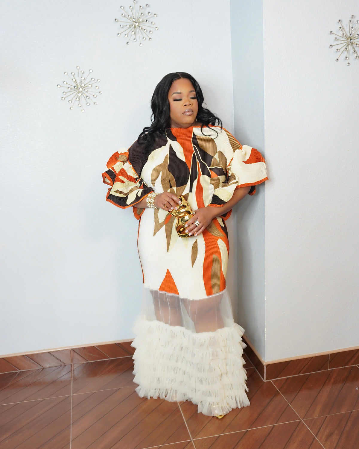 Plus size abstract print maxi dress