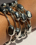 Sculptural Pebble Charm Bangle Bracelet