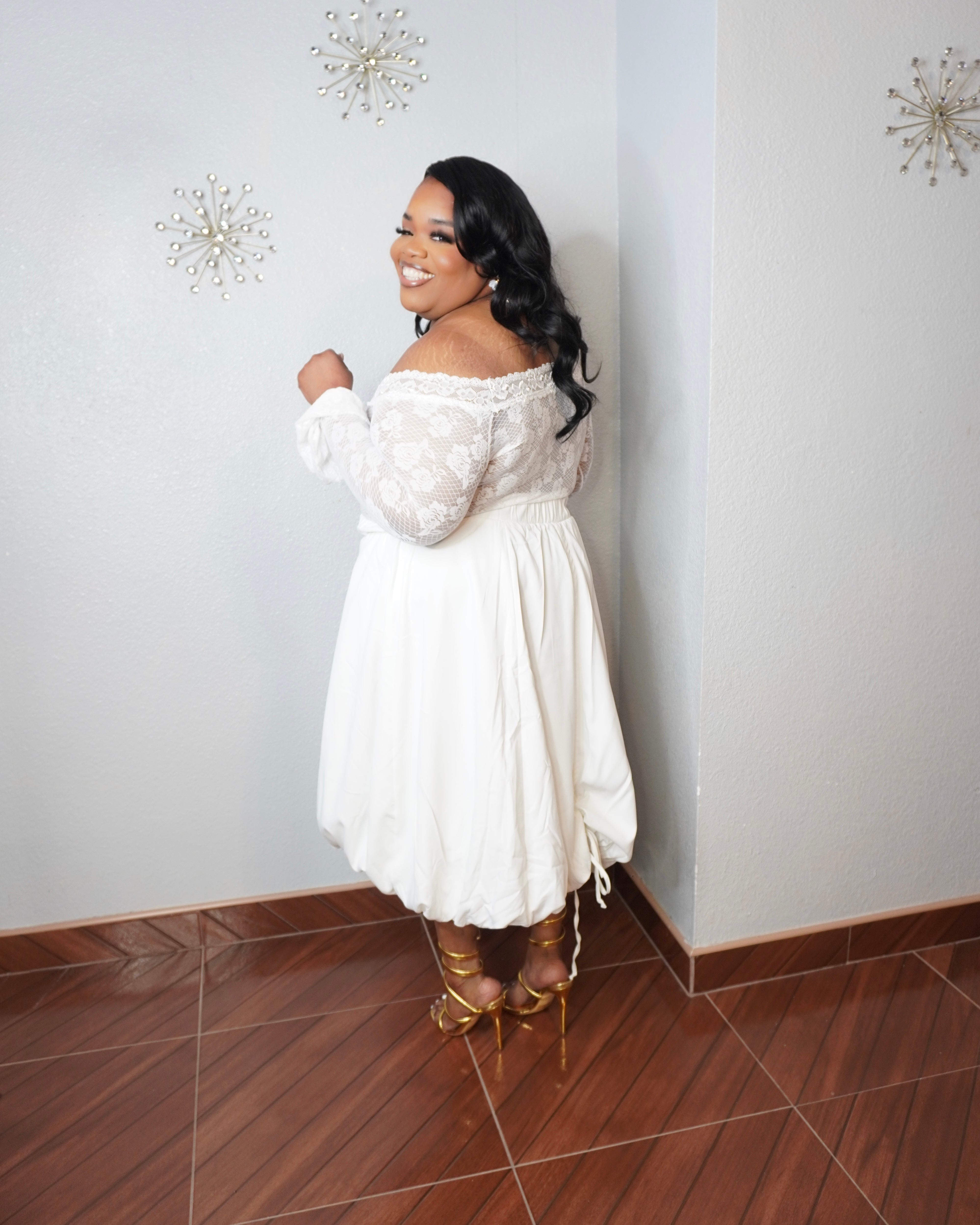 Plus size all white fashion look
