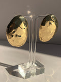 Oval Gold Textured Earrings