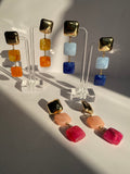 Triple Tier Square Earrings