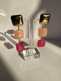 Triple Tier Square Earrings