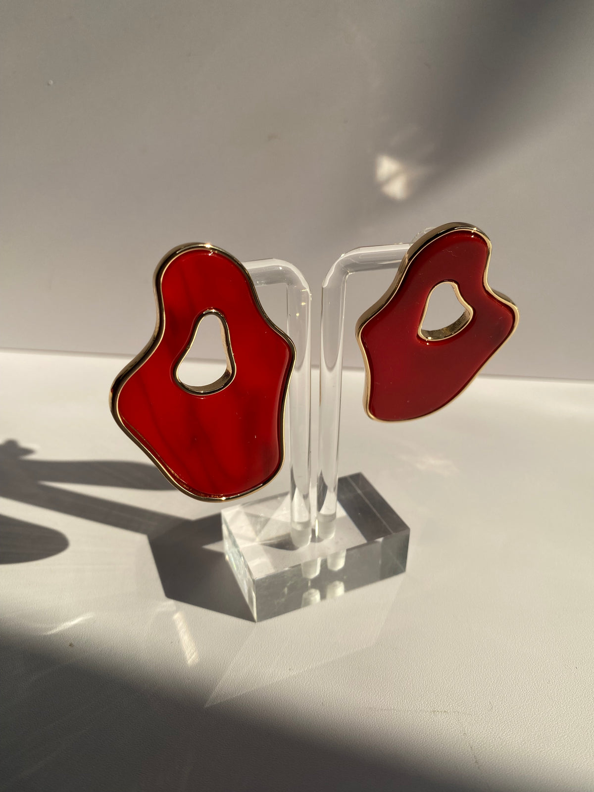 Oblong Red Earrings