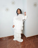 Plus size white 3D ruffle mesh top