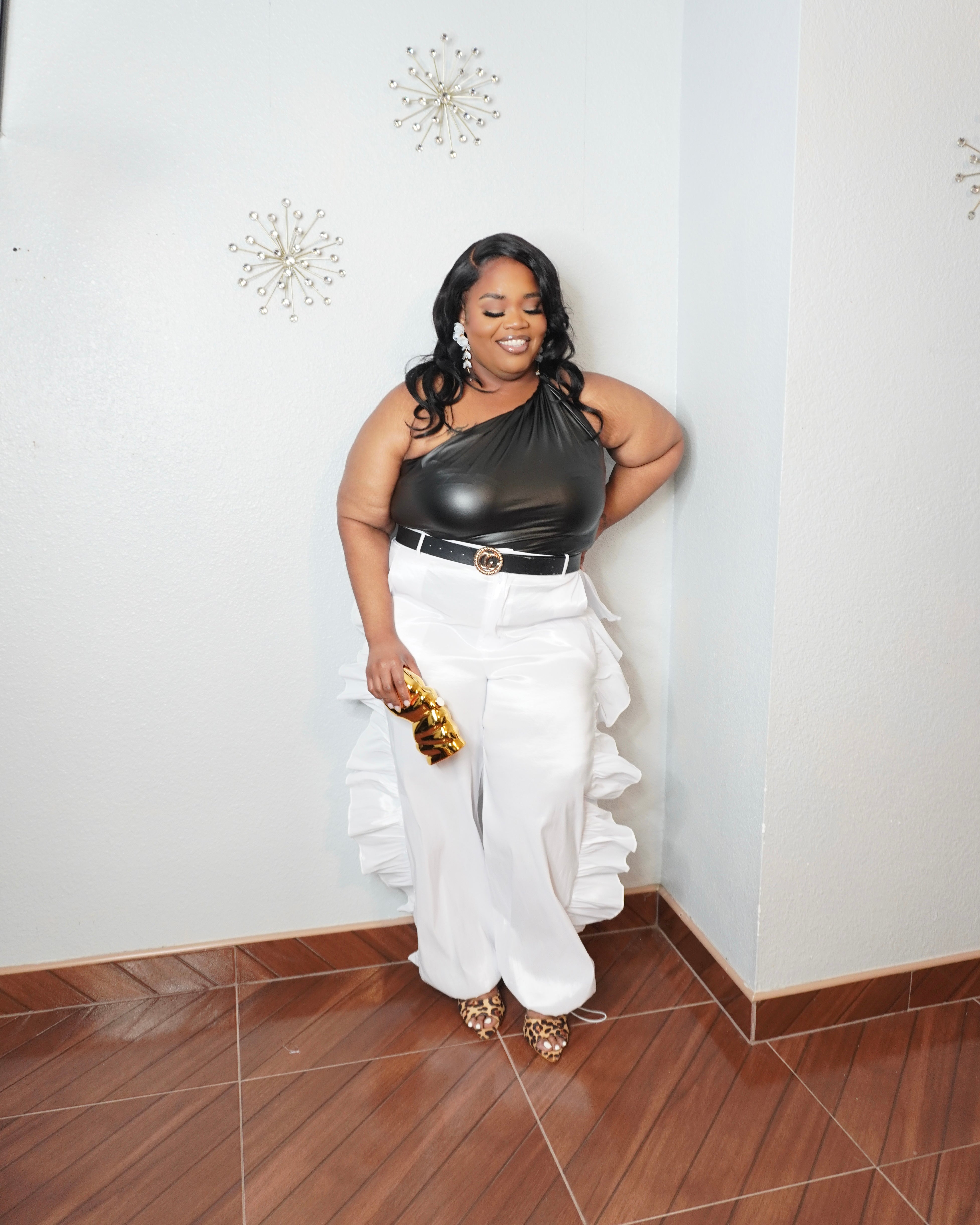 Fashion-forward plus size ruffle pants