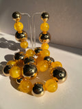Yellow & Gold Ball Earrings