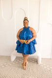 Satin Ruffle Layered Dress