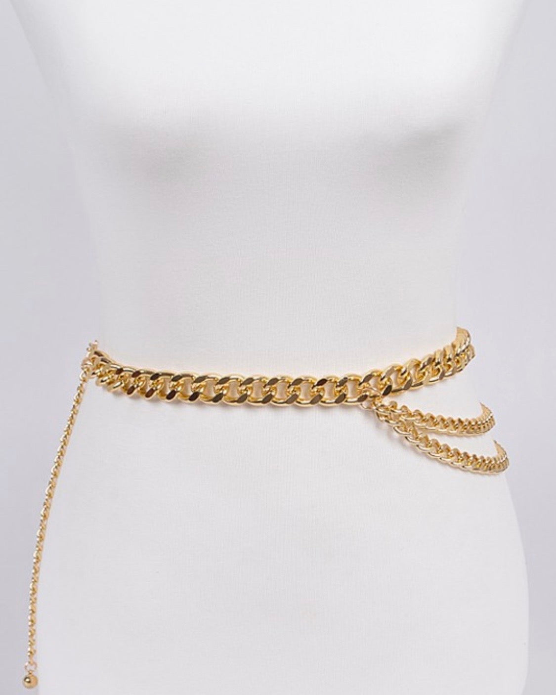 Plus size layered chain belt in gold