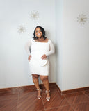 Plus size bodycon rhinestone dress with square neckline