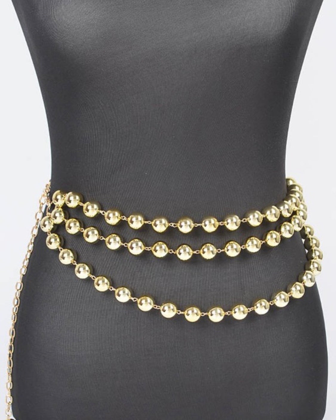 Plus size layered gold ball chain belt