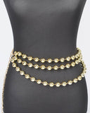 Plus size layered gold ball chain belt