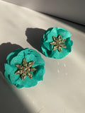 Aqua Stone Flower Earrings
