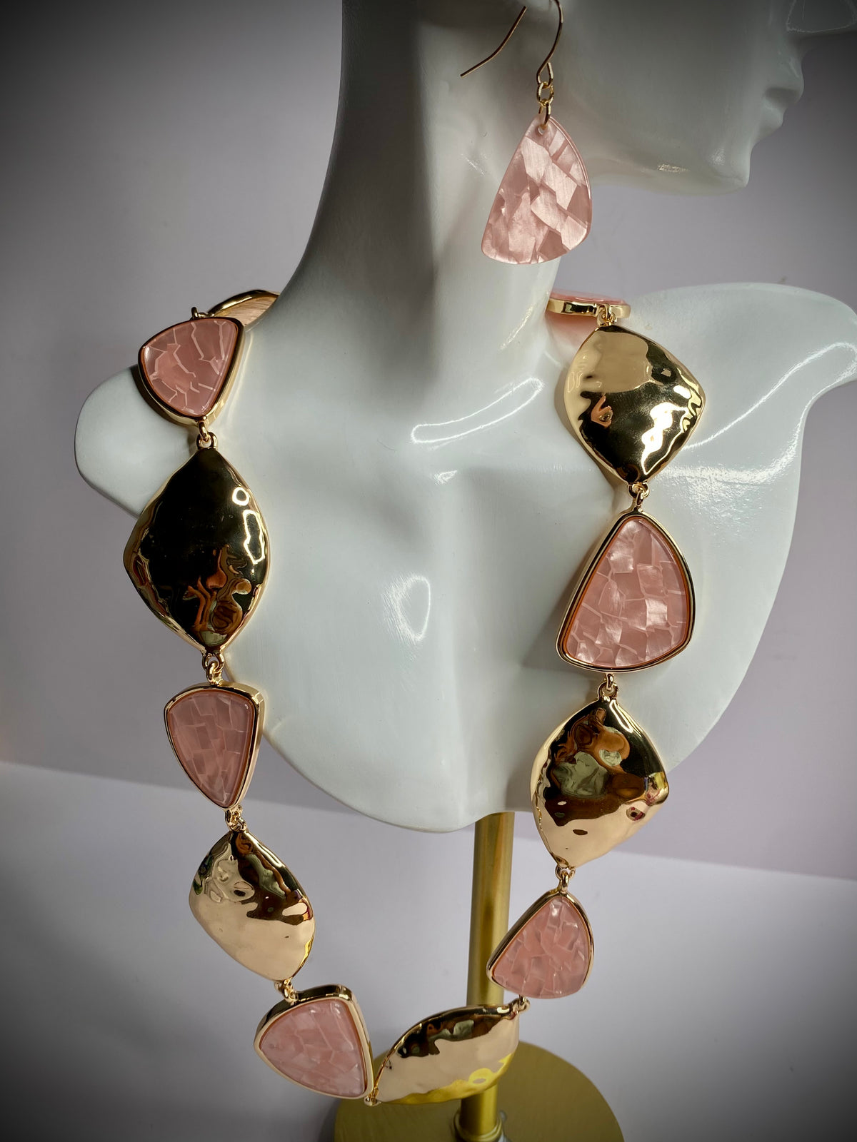 Pink & Gold Triangle Necklace