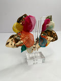 Multicolor Leaf Medal & Fabric Earrings