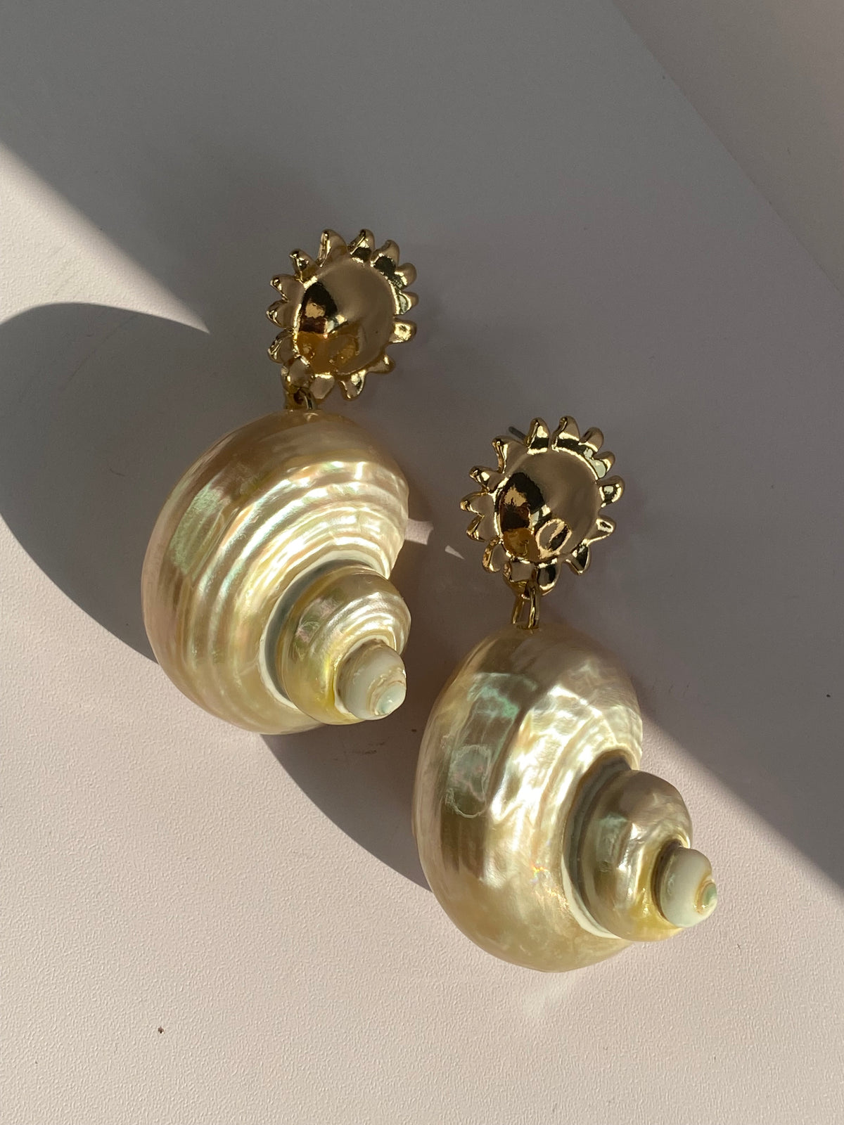 Sun Seashell Hang Earrings
