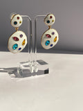 White Drop Multi Color Earrings