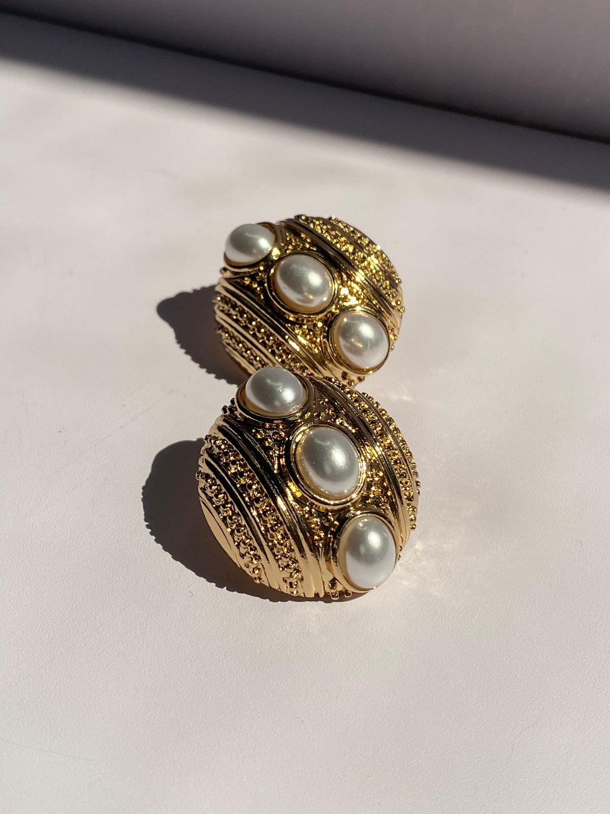Vintage Gold Pearl Earrings