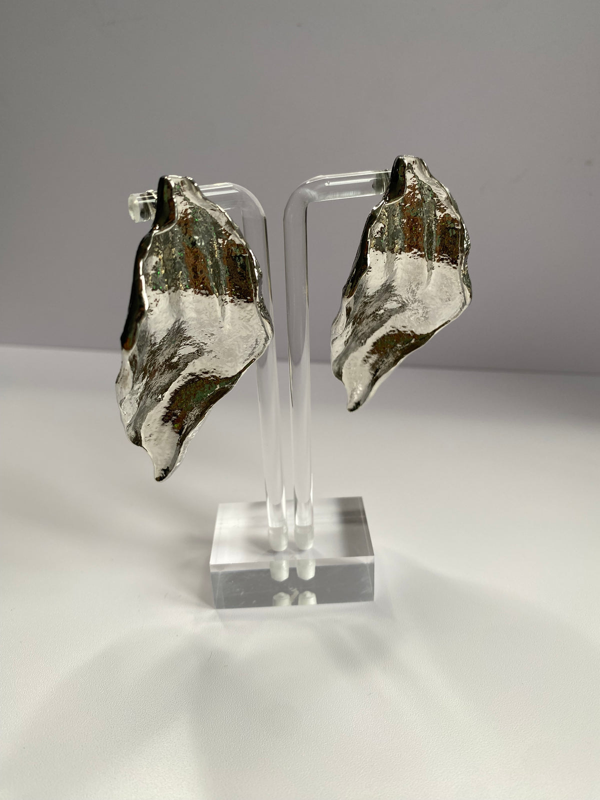 Silver Leaf Folded Earrings