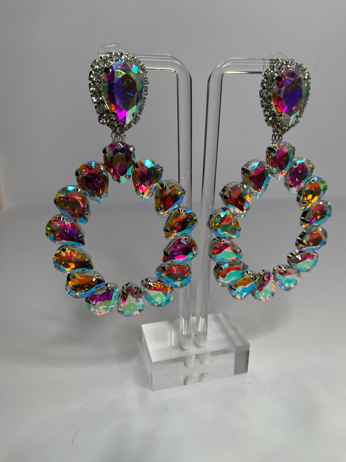 Large Iridescent Drop Earrings
