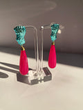 Turquoise and Pink Hang Earrings