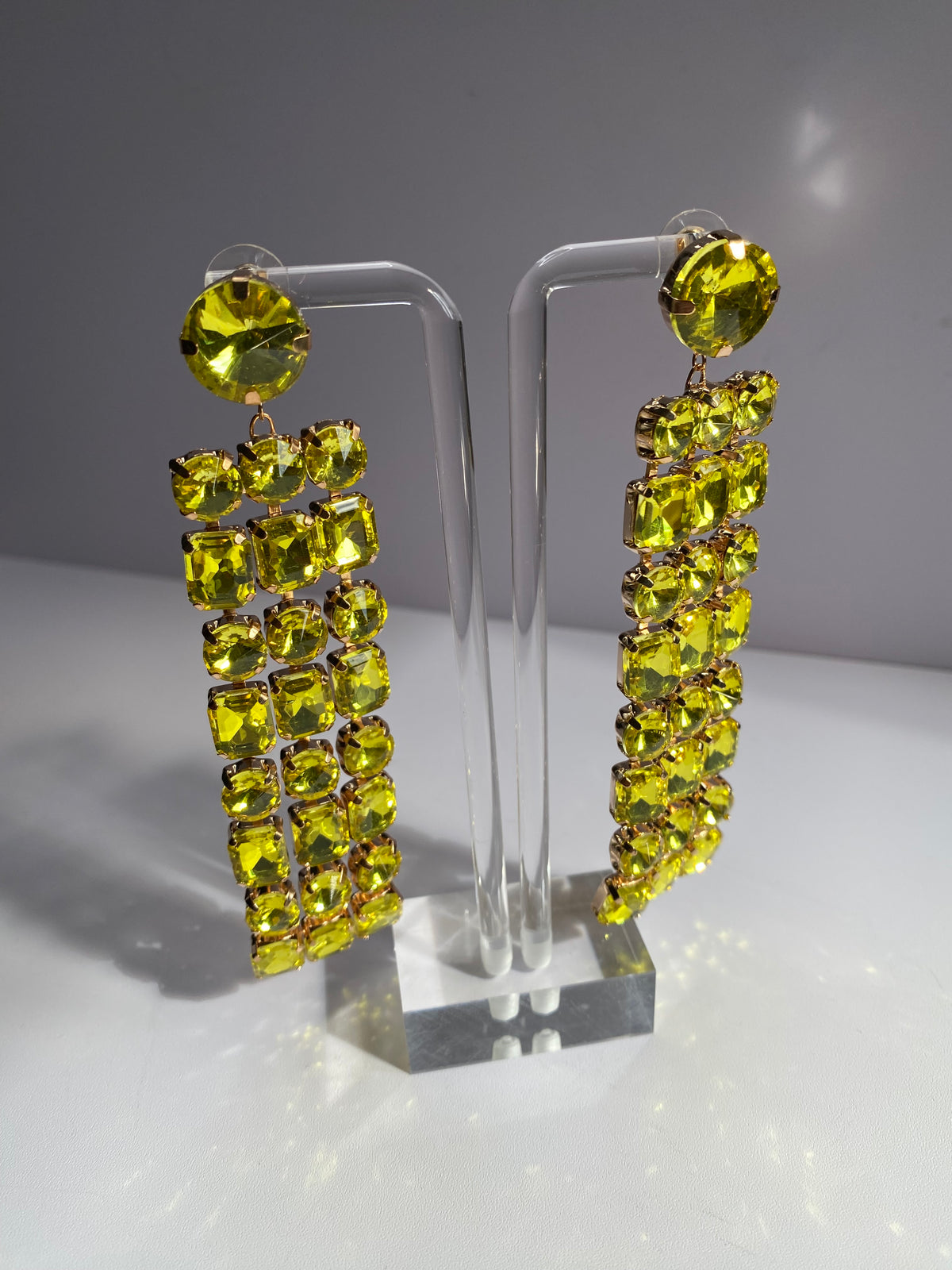 Long Citron Stone Earrings