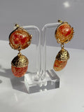 Cream & Coral Pearl Earrings