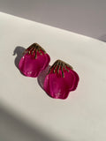 Pink Half Leaf Earrings